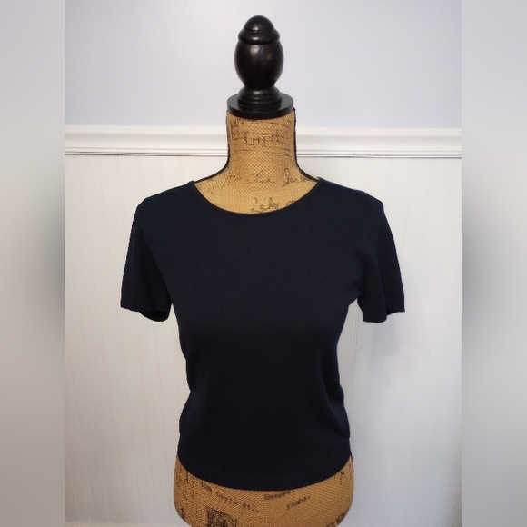 Brooks Brothers Silk Cardigan Twin Sweater Set Women's Navy Blue Button Sz Small - Picture 3 of 11